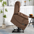 Knight Lay Flat Lift Chair, 24.8 Inch Wide Seat 74.8 Inch Length, Dual Motors, Wireless Charging Side Table, Brown ‪‪(FREE 2 Years Warranty).