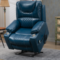 SleepingTitan Origin Lay Flat Lift Chair, 25.1 Inch Wide Seat 74.2 Inch Length, With Back Up Battery, Faux Leather Blue ‪(FREE 2 Years Warranty)