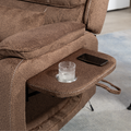 Knight Lay Flat Lift Chair, 24.8 Inch Wide Seat 74.8 Inch Length, Dual Motors, Wireless Charging Side Table, Brown ‪‪(FREE 2 Years Warranty)