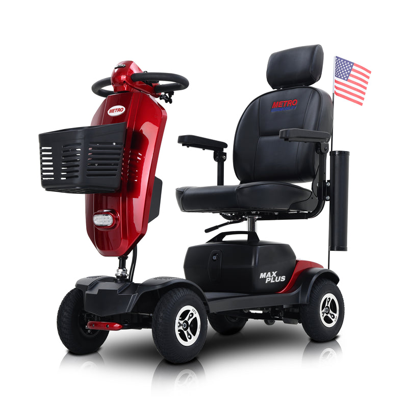 Metro Mobility Max Plus 4-Wheel Mobility Scooter, 300 lb Capacity, 16 Mile Range, Rear Suspension (FREE Raincoat)