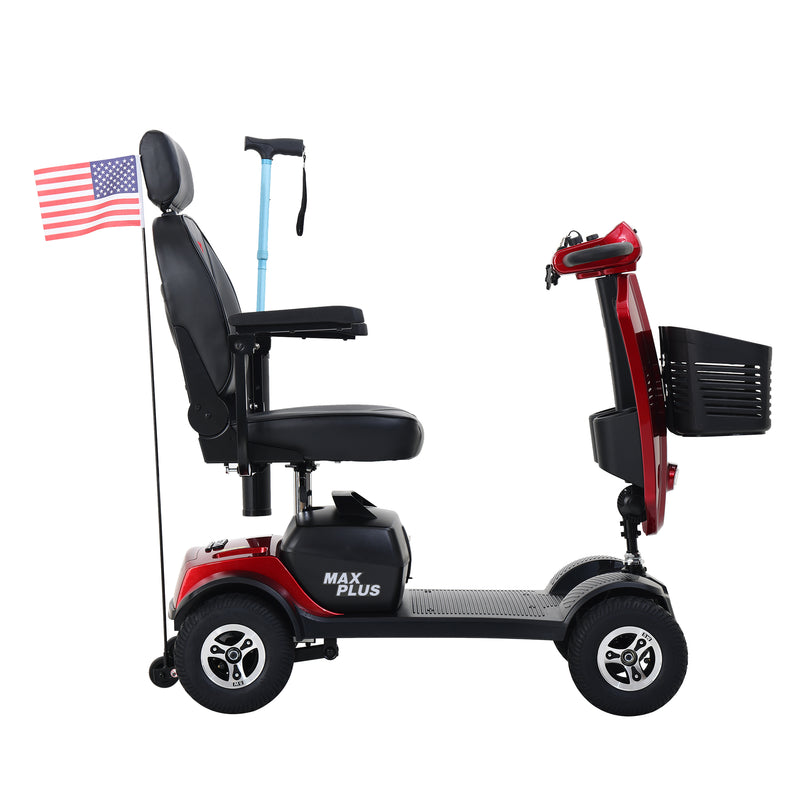 Metro Mobility Max Plus 4-Wheel Mobility Scooter, 300 lb Capacity, 16 Mile Range, Rear Suspension (FREE Raincoat)