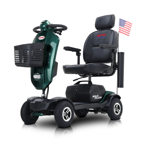 Metro Mobility Max Plus 4-Wheel Mobility Scooter, 300 lb Capacity, 16 Mile Range, Rear Suspension (FREE Raincoat)