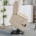 Knight Lay Flat Lift Chair, 24.8 Inch Wide Seat 74.8 Inch Length, Dual Motors, Wireless Charging Side Table, Light Cream‪‪(FREE 2 Years Warranty).