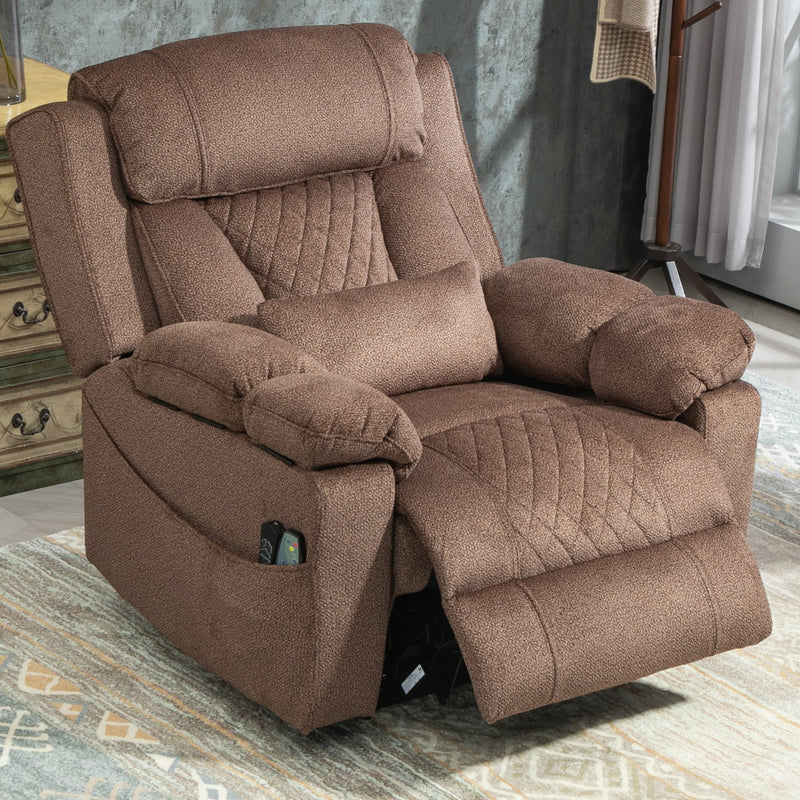 StashEase Lift Chair Lay Flat Recliner, 28 Inch Wide Seat, 73 Inch Reclined Length, With Heat And Massage, Hidden Storage, With Cup Holder Brown, Grey, Coffee (FREE 2 Years Warranty).