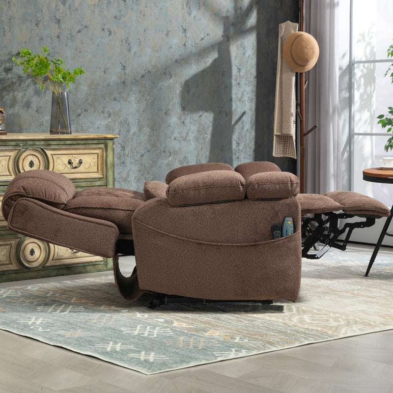 StashEase Lift Chair Lay Flat Recliner, 28 Inch Wide Seat, 73 Inch Reclined Length, With Heat And Massage, Hidden Storage, With Cup Holder Brown, Grey, Coffee (FREE 2 Years Warranty)