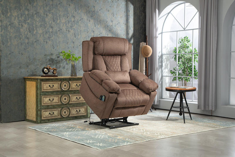 StashEase Lift Chair Lay Flat Recliner, 28 Inch Wide Seat, 73 Inch Reclined Length, With Heat And Massage, Hidden Storage, With Cup Holder Brown, Grey, Coffee (FREE 2 Years Warranty)