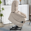 Knight Lay Flat Lift Chair, 24.8 Inch Wide Seat 74.8 Inch Length, Dual Motors, Wireless Charging Side Table, Cream ‪‪(FREE 2 Years Warranty).