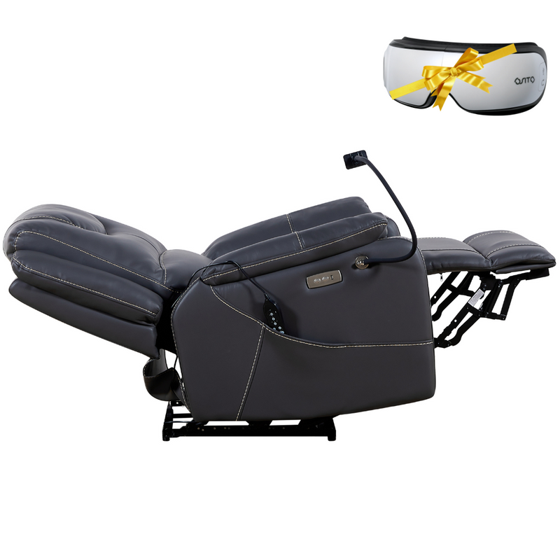 CloudFloat Recliner Chair with Heat and Massage, 139 Degree True Zero Gravity, with Heat and Massage Faux Leather Black (FREE Eye Massager)