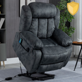 Crius Lift Chair with Heat and Massage for Elderly 38 Inch Wide with Safety Motion, Velvet Dark Cyan-Blue ‪(FREE 2 Years Warranty)