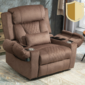 StashEase Lift Chair Lay Flat Recliner, 28 Inch Wide Seat, 73 Inch Reclined Length, With Heat And Massage, Hidden Storage, With Cup Holder Brown, Grey, Coffee (FREE 2 Years Warranty)