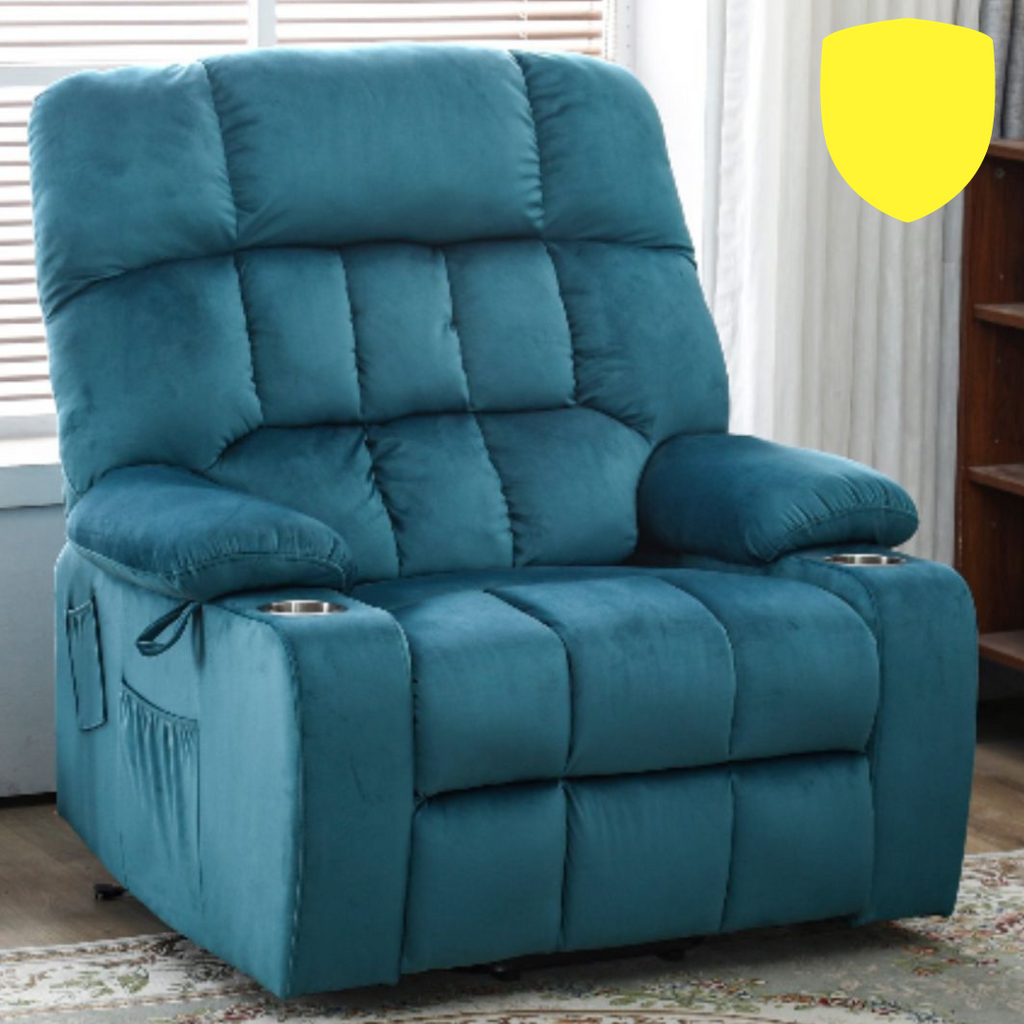 BulkyRiser Lift Chair for Big, 25 Inch Wide Seat with Heat and Massage, with Cup Holder, Teal ‪(FREE 2 Years Warranty)