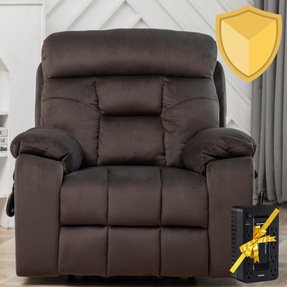 Castle Lift Chair for Big, 26 Inch Wide Seat with Back Up Battery, Hidden Cup Holder, Coffee ‪(FREE 2 Years Warranty)