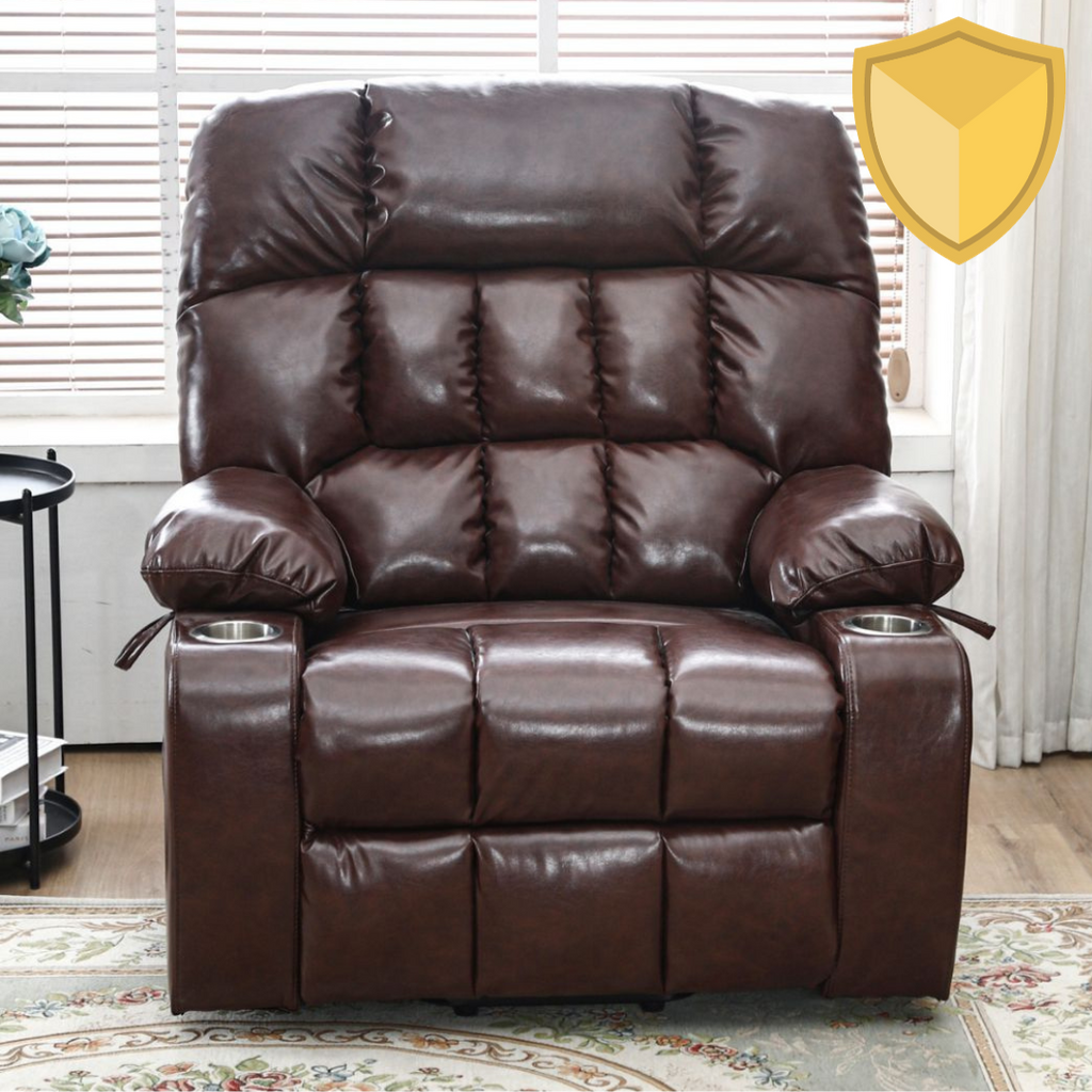 BulkyRiser Lift Chair for Big, 25 Inch Wide Seat with Heat and Massage, with Cup Holder,  Brown (FREE 2 Years Warranty)